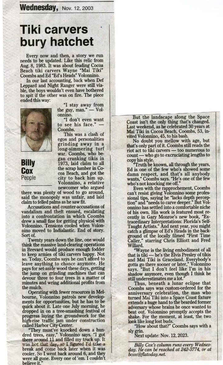 2003- TIKI CARVERS BURY HATCHET